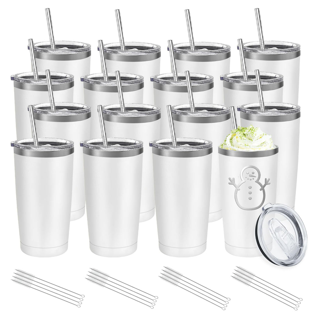 16 Pack Stainless Steel Insulated Tumbler 20oz White G7762