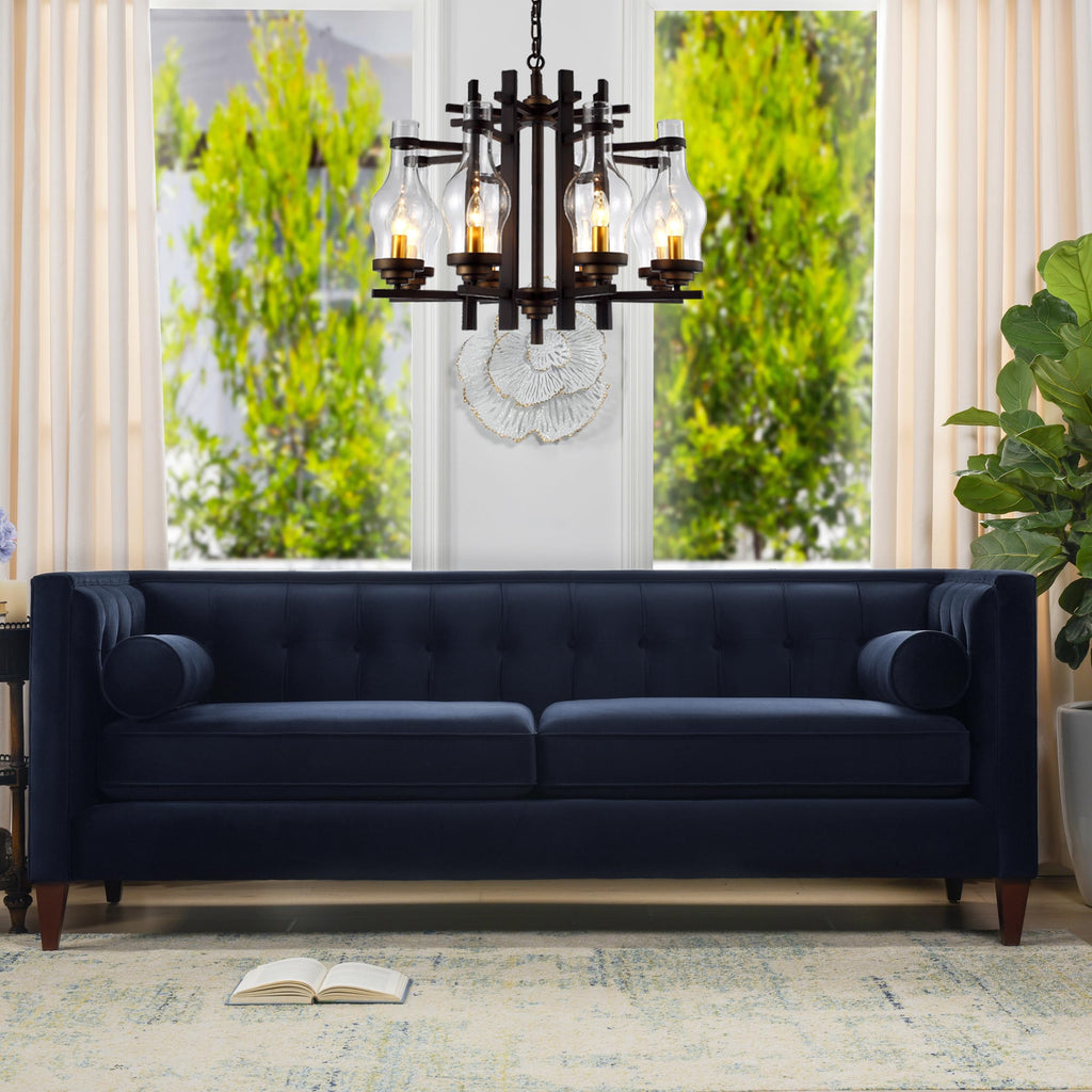 Dark Navy Blue Performance Velvet Tufted Sofa H517044