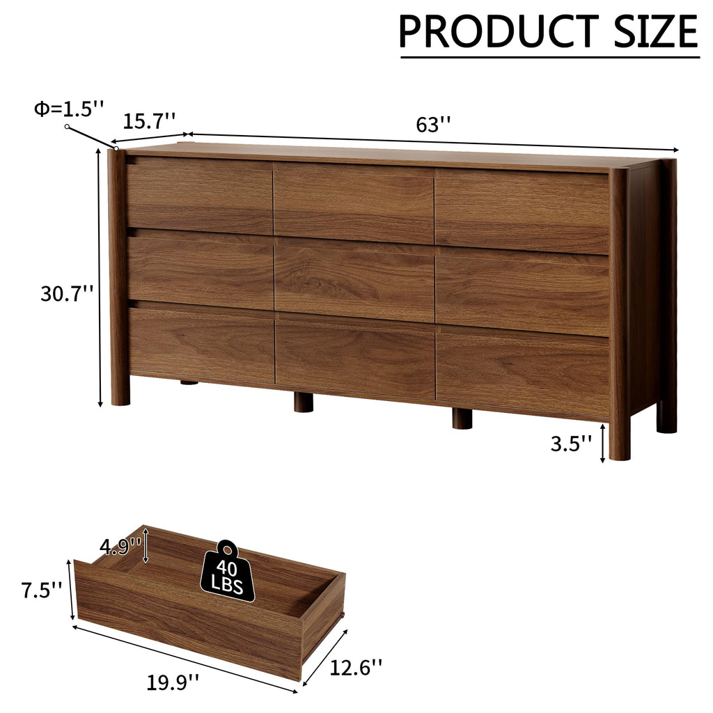 Walnut 9 Drawer Dresser Q81805