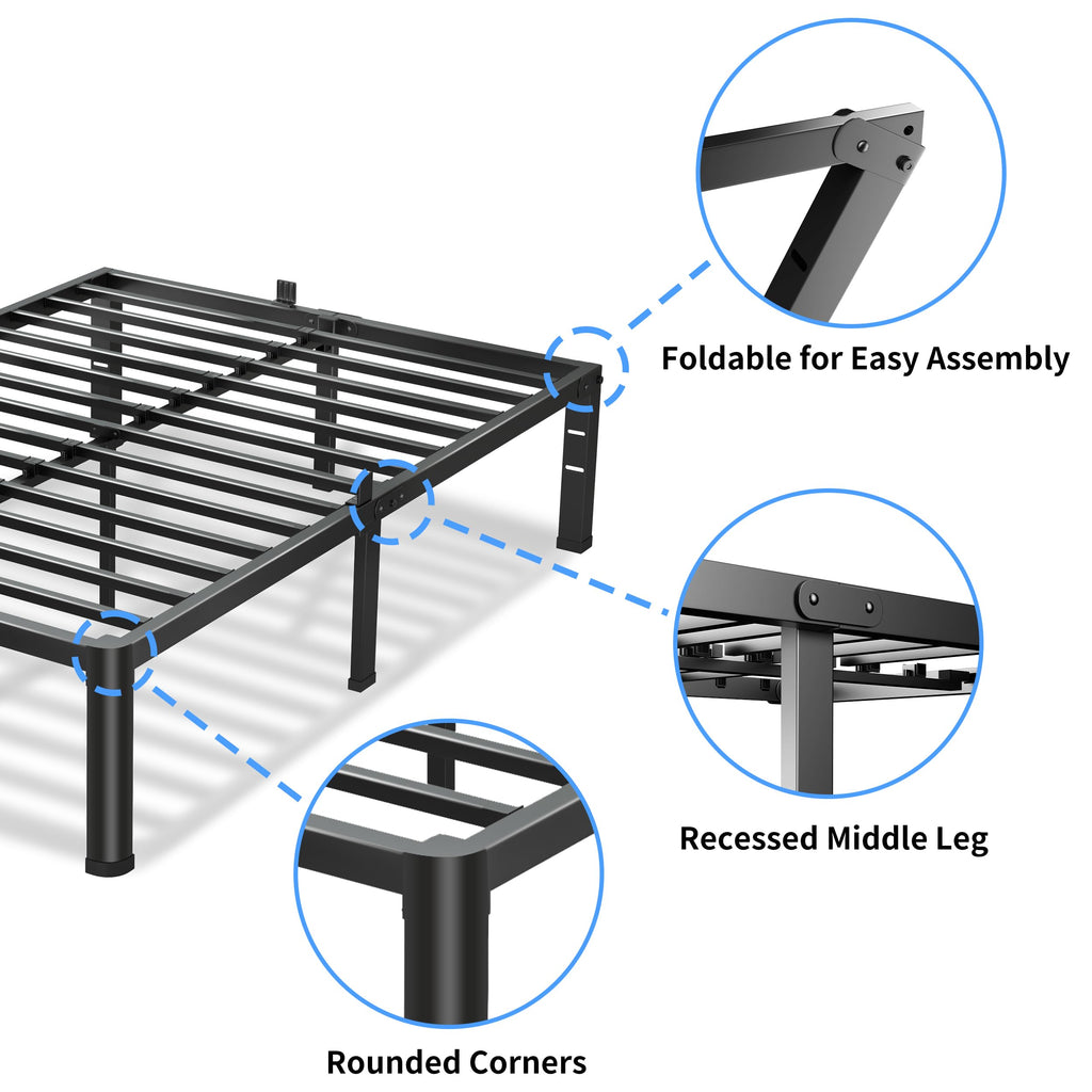 18 Inch Queen Bed Frame with Round Corners Z453