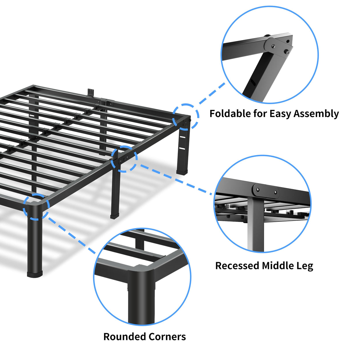 18 Inch Queen Bed Frame with Round Corners Z453