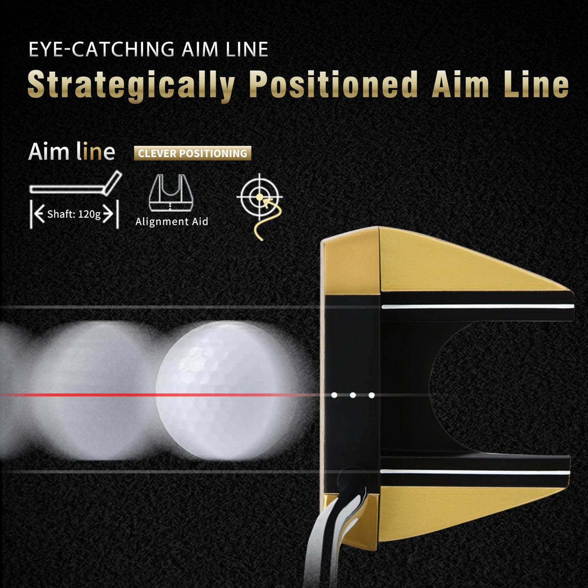 CNC-Milled Low-CG Golf Putter with Alignment Line & Oversized Grip T494