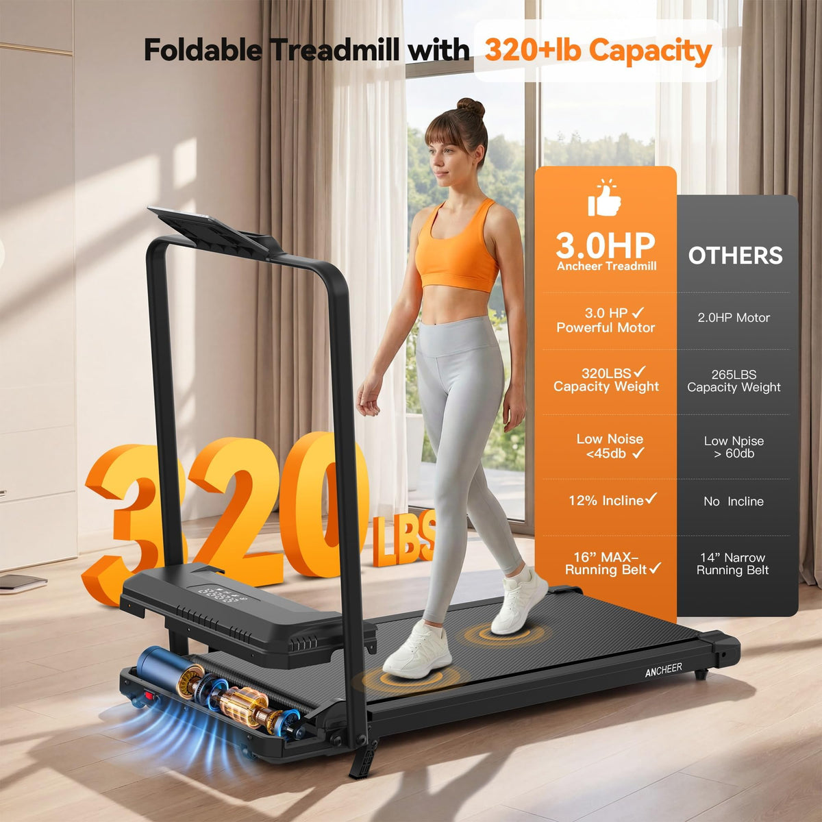 Foldable Treadmill with Incline A635005