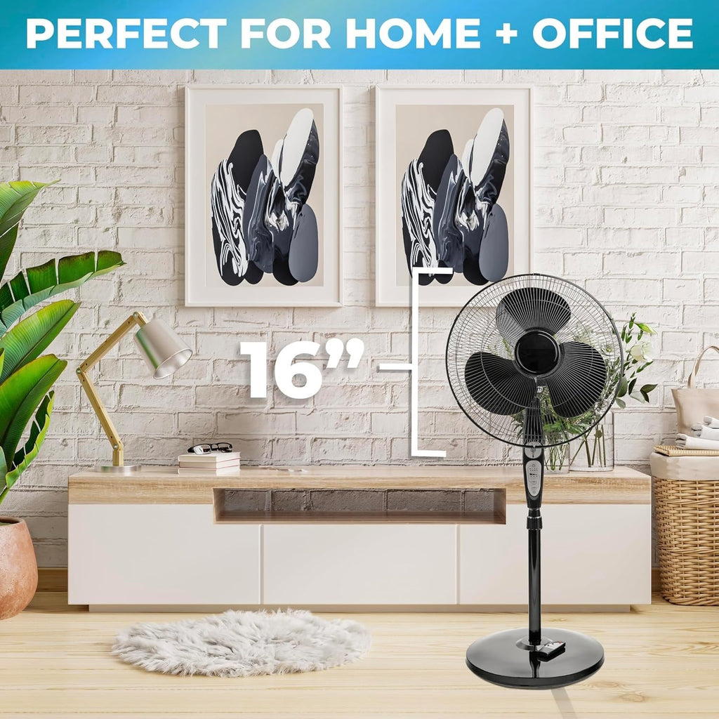 18" Oscillating Pedestal Fan with Remote Control, 3 Speed, Adjustable Height & Tilt Z616182