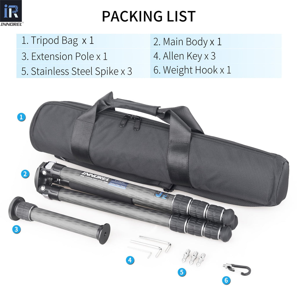 Carbon Fiber Tripod Without Head Portable Compact Travel Tripod 55lbs Max Load X281589