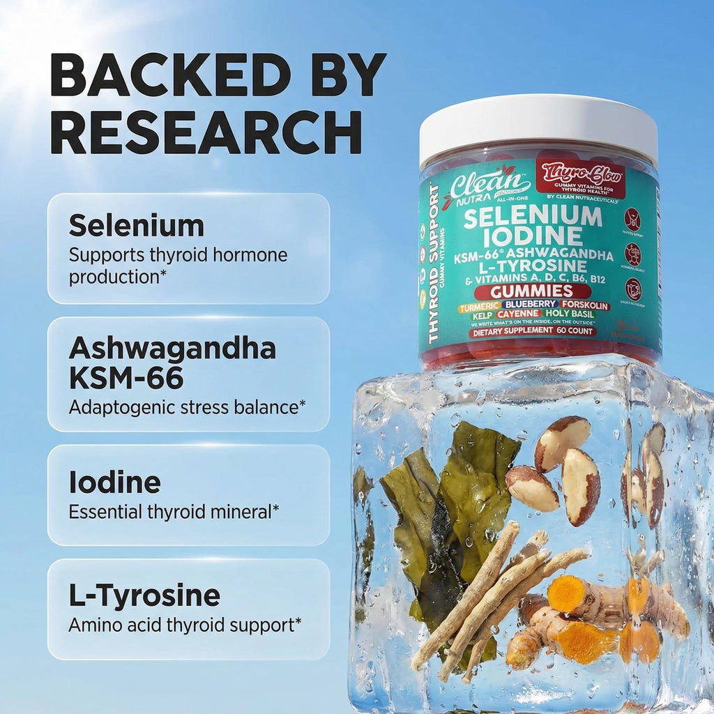 Thyroid Support Gummies Selenium Iodine Ashwagandha Turmeric Blueberry Q390