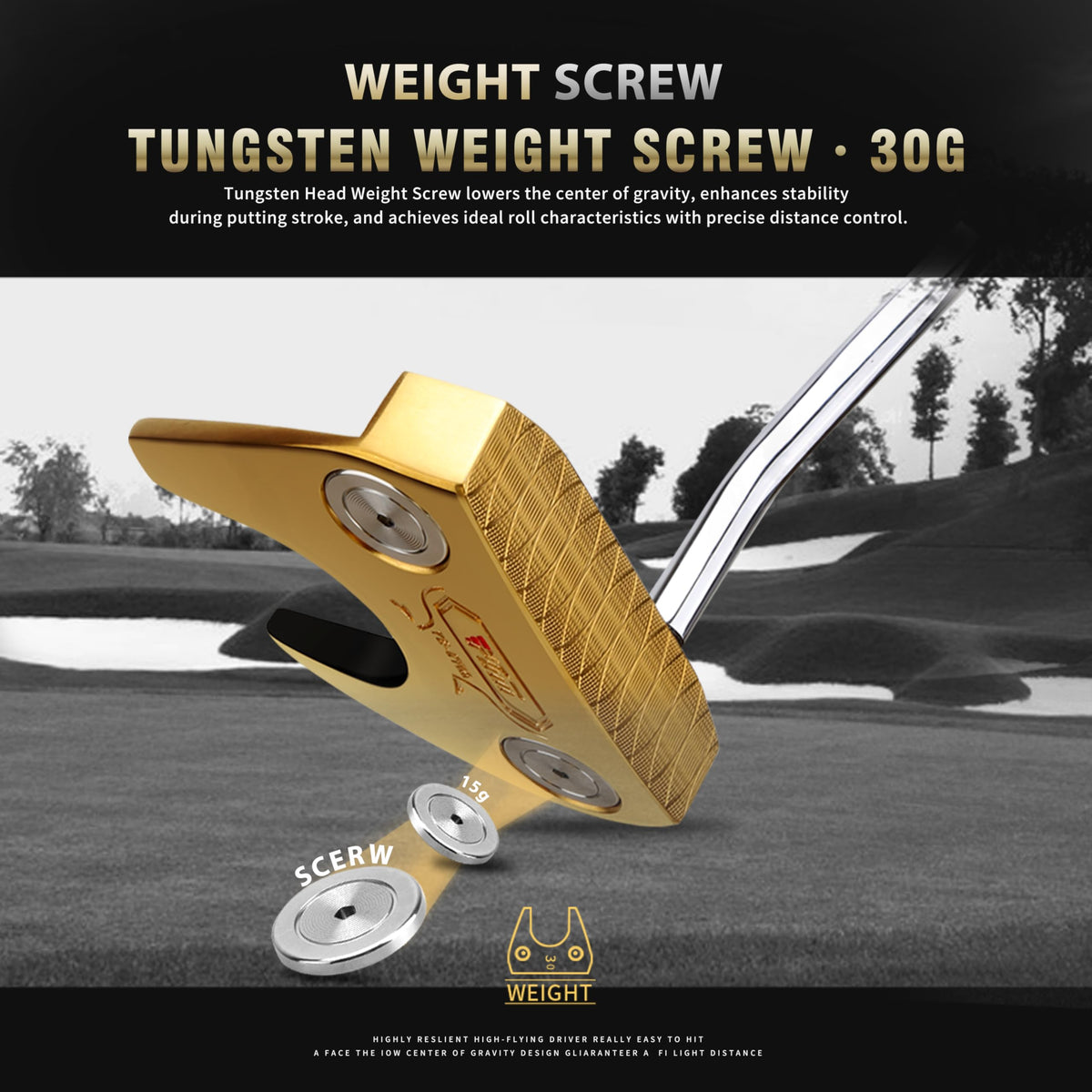 CNC-Milled Low-CG Golf Putter with Alignment Line & Oversized Grip T494