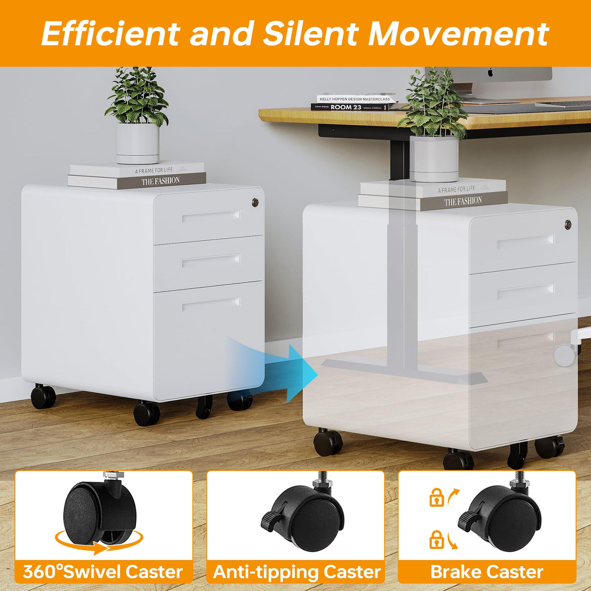 3 Drawer White Metal Filing Cabinet with Lock J7656