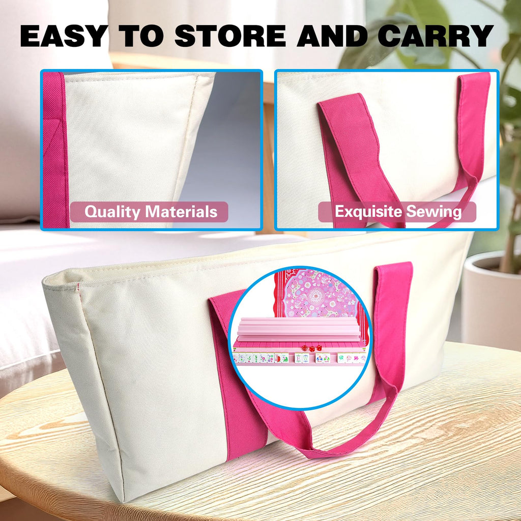 Acrylic 160 Tiles Mahjong Game Set with Carrying Bag N38398