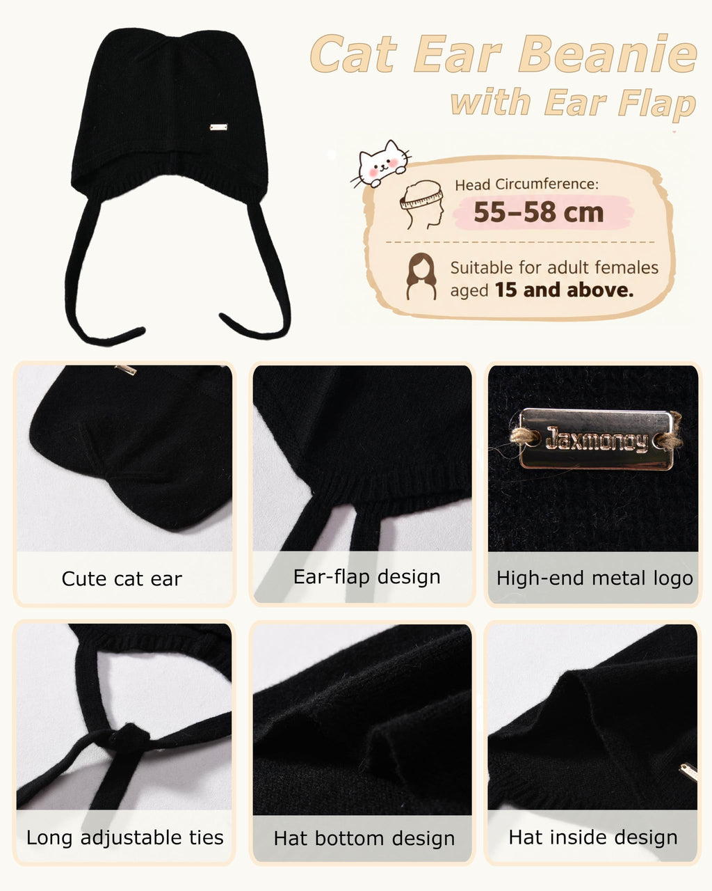 Cat Ear Beanie Wool Knit Hats J9453