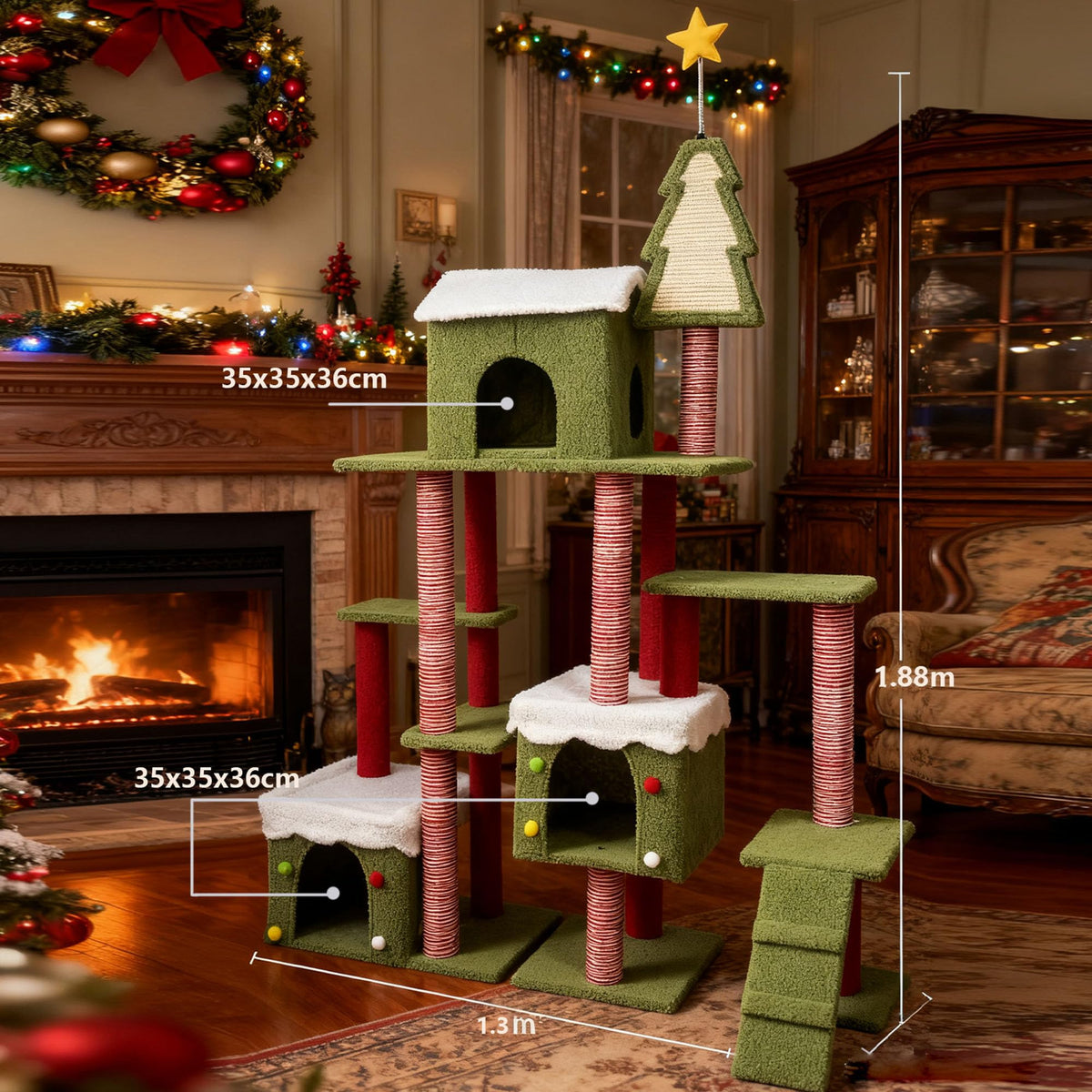 60 Inch Extra Large Cat Tree with 3 Condos and Climbing Ladder F488