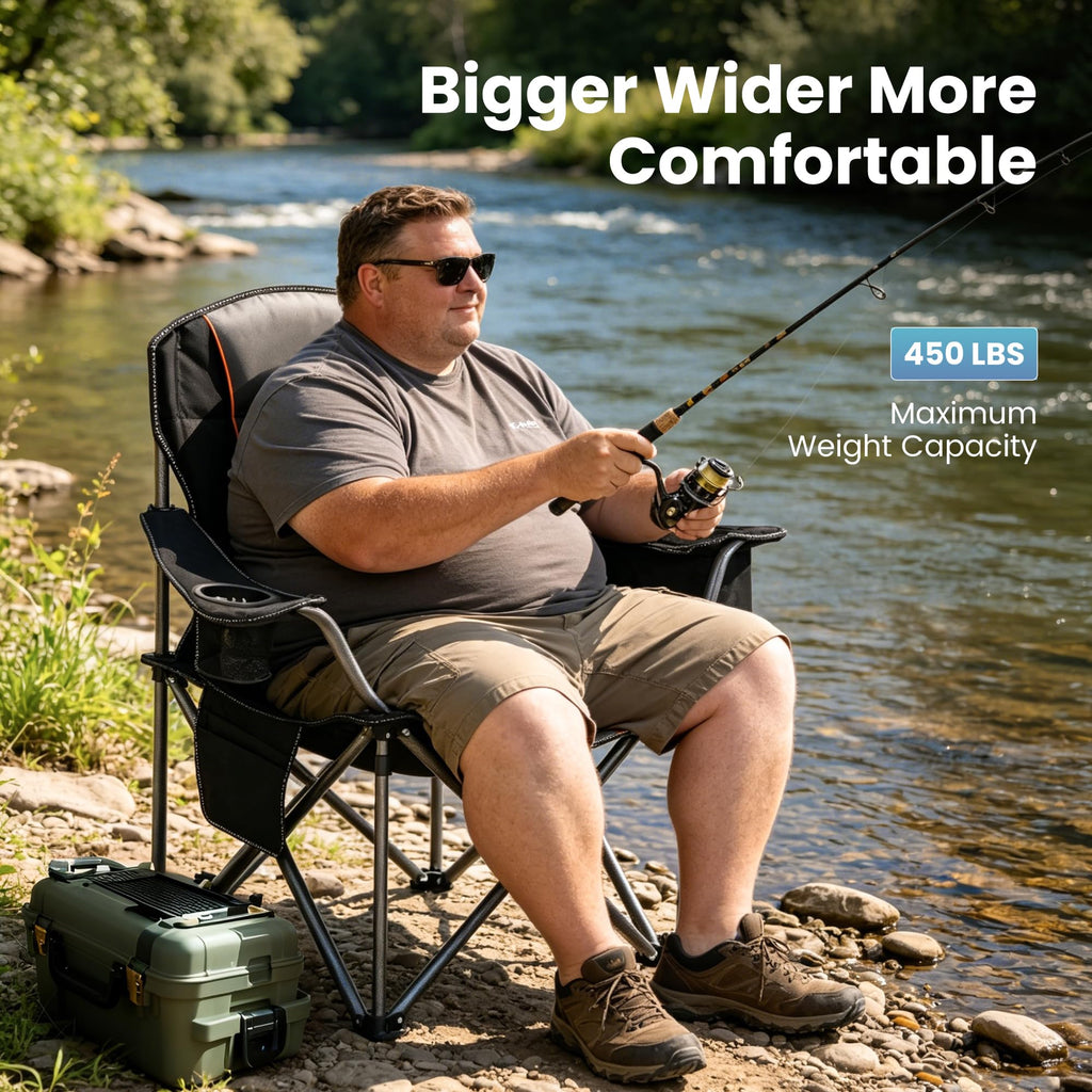 Oversized Folding Camping Chairs 2 Pack Black E685504