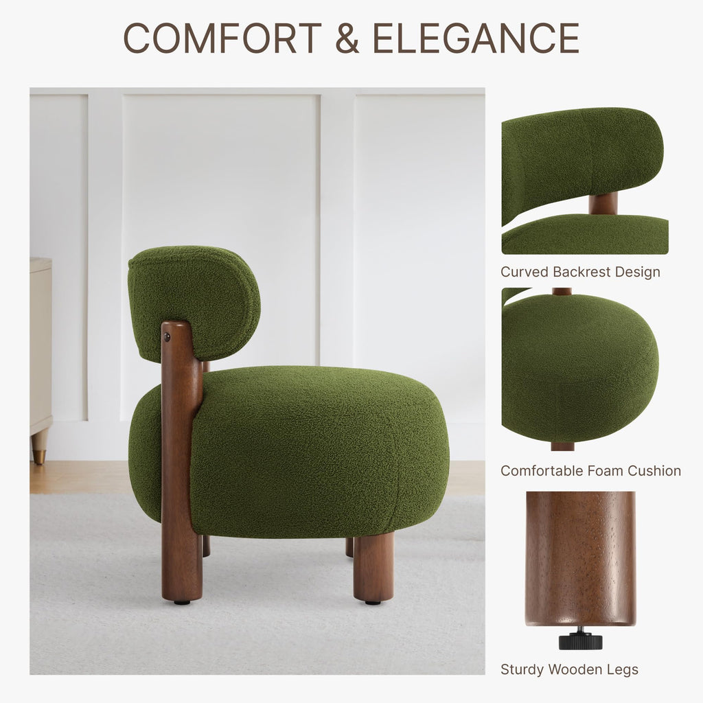 Green Boucle Accent Chair Set of 2 V8112