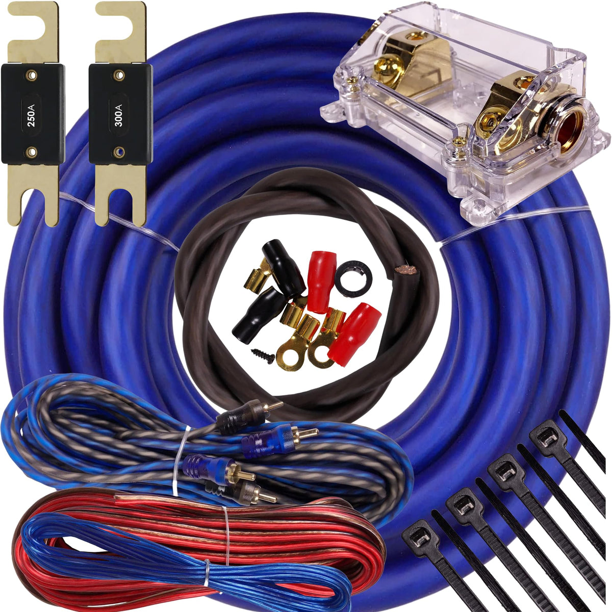 0 Gauge Amp Kit Amplifier Install Wiring 5000W to 8000W Blue B502