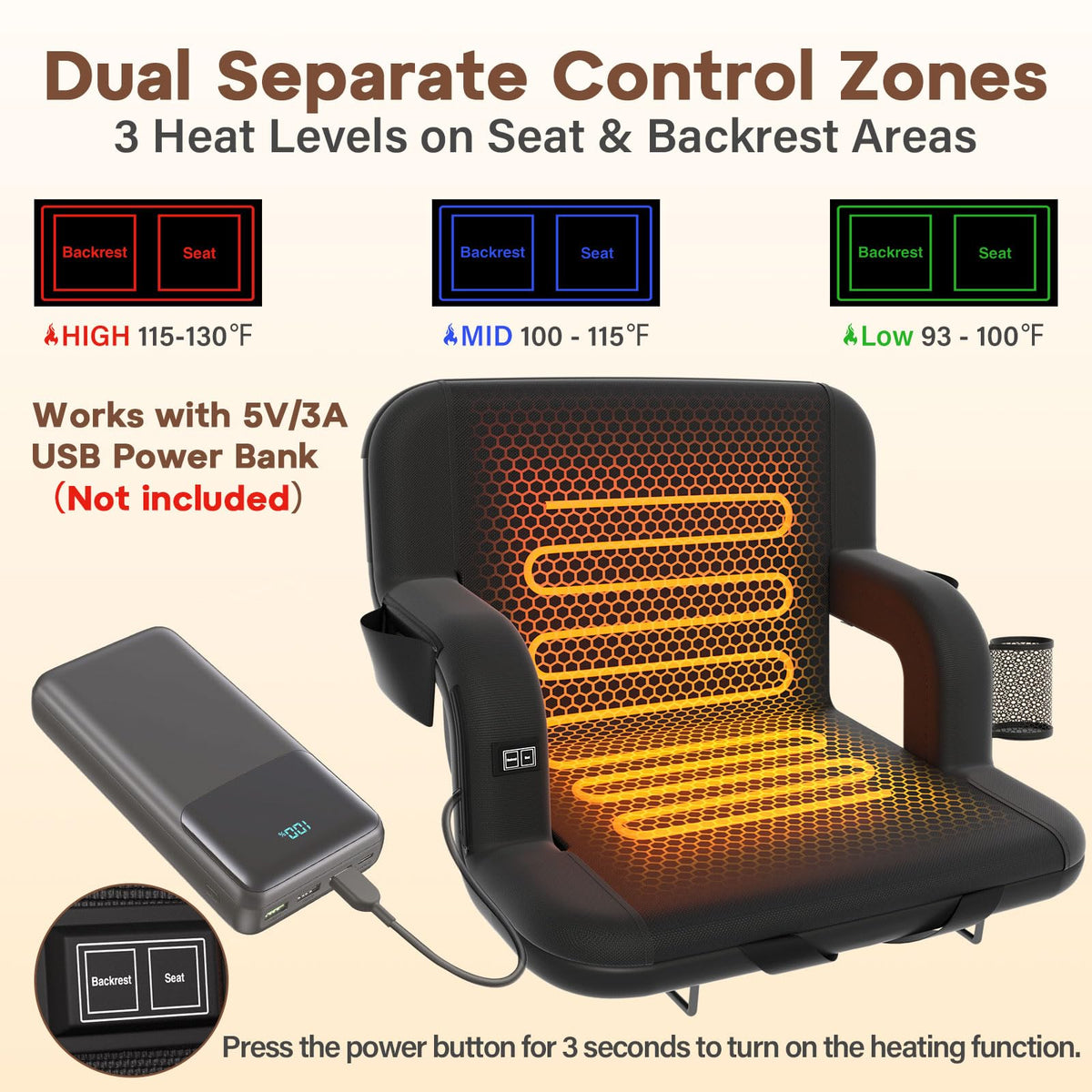 Heated Stadium Seat with Back Support Z841756