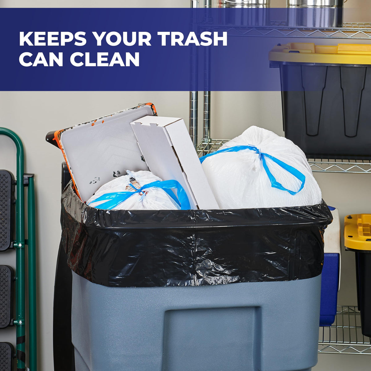 65 Gallon Black Unscented Trash Bags 10ct H3496