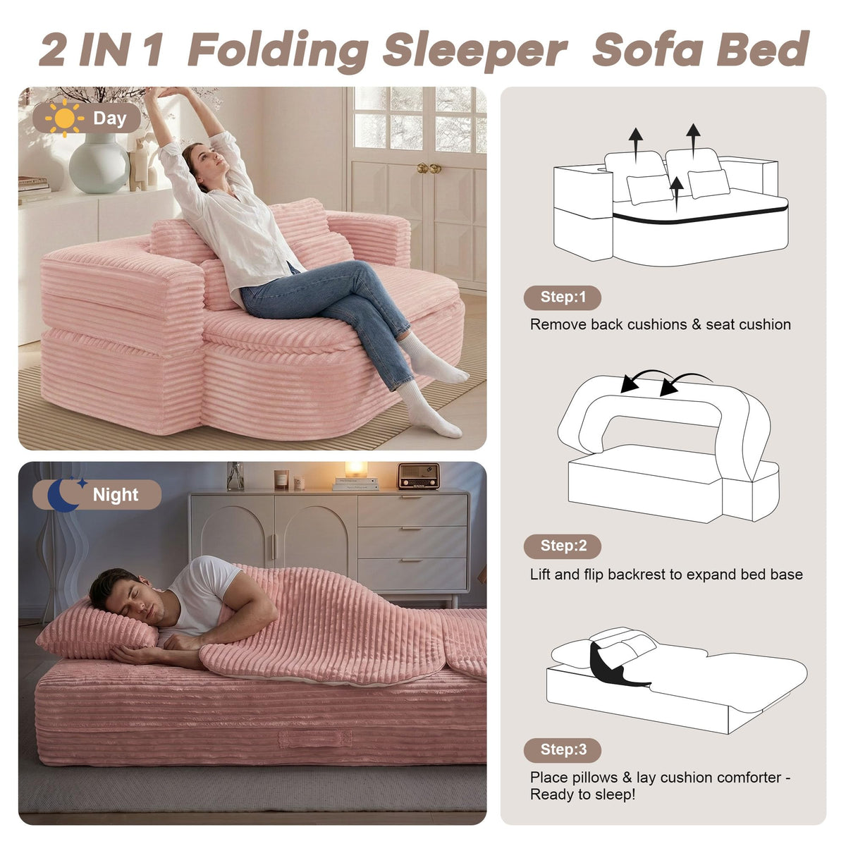 75'' Folding Sleeper Sofa Bed G50615