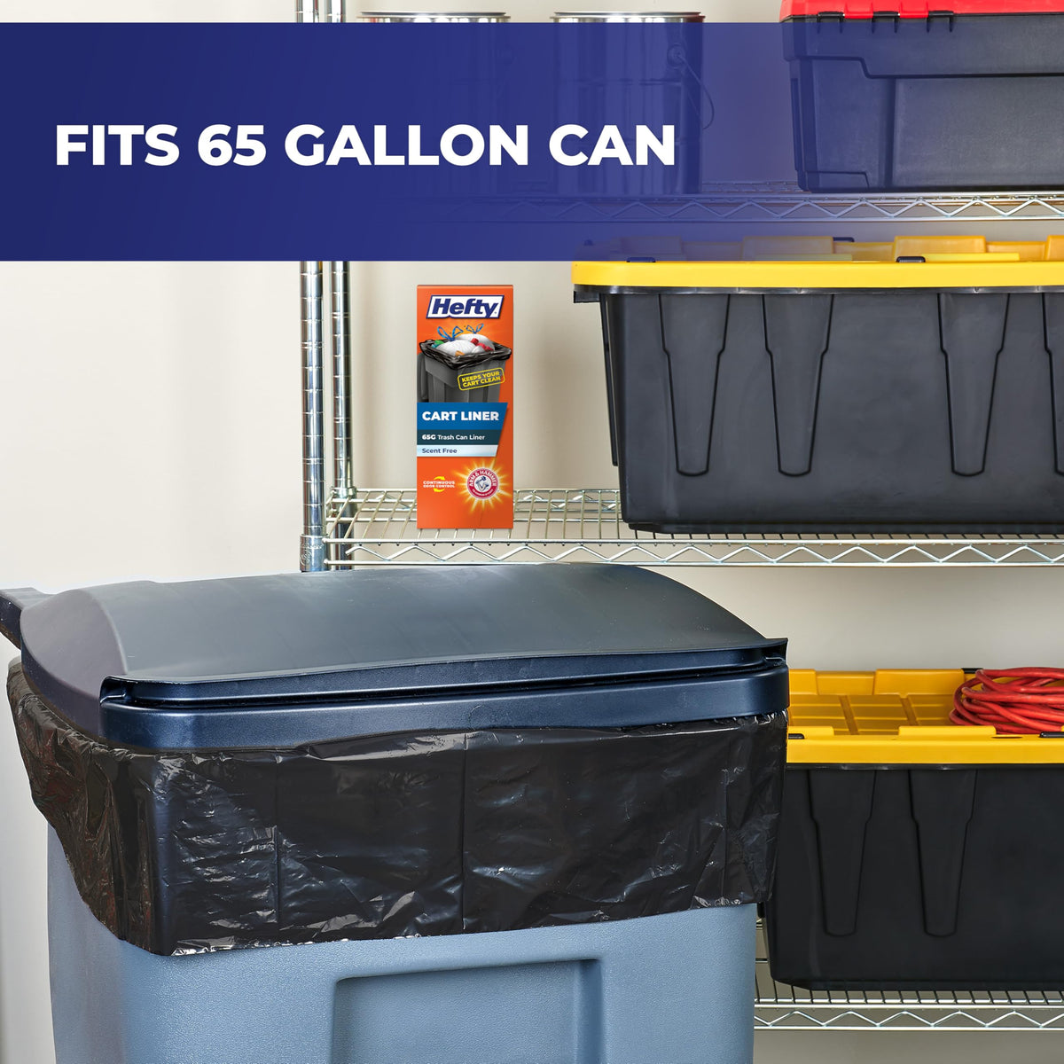 65 Gallon Black Unscented Trash Bags 10ct H3496