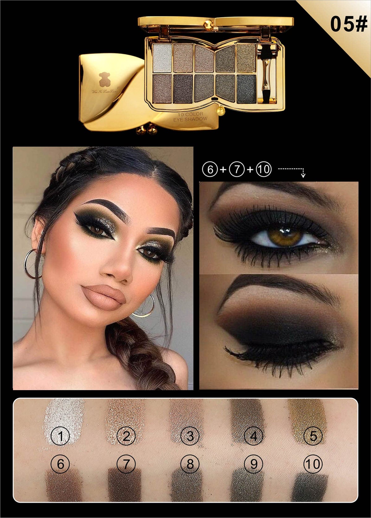 10 Colors Shimmer & Matte Glitter Eyeshadow Palette O493