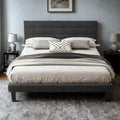 Queen Size Linen Fabric Upholstered Platform Bed Frame F246