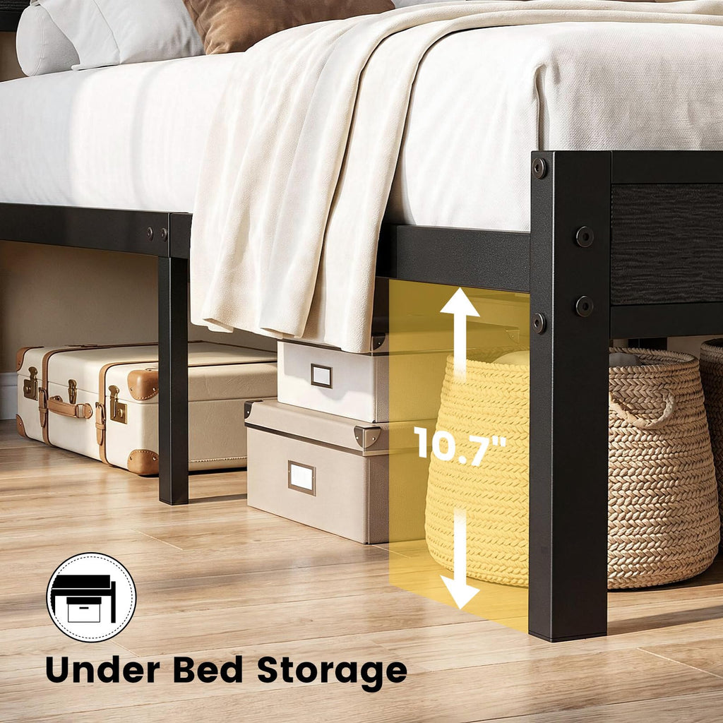 Twin Size Bed Frame with Storage Headboard and 2 Drawers N40602