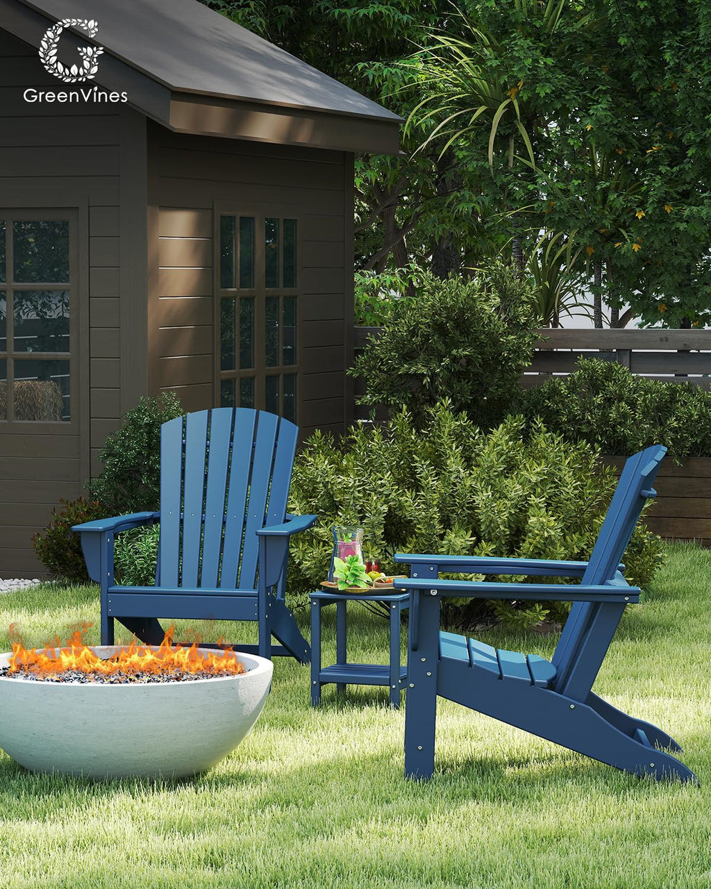 Oversized Adirondack Chairs Set of 2 HDPE All Weather Blue C41571
