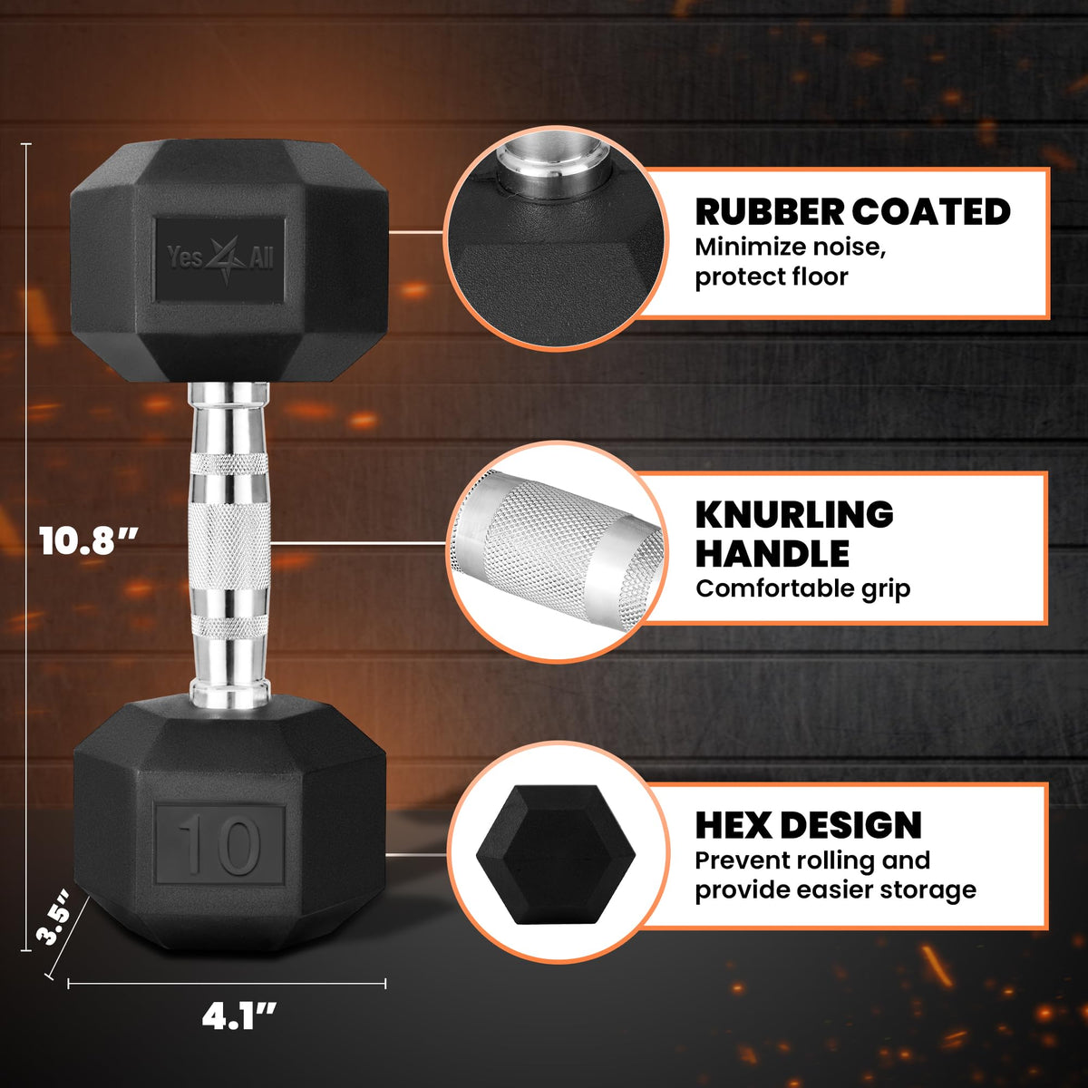 Rubber Coated Hex Dumbbell R927128