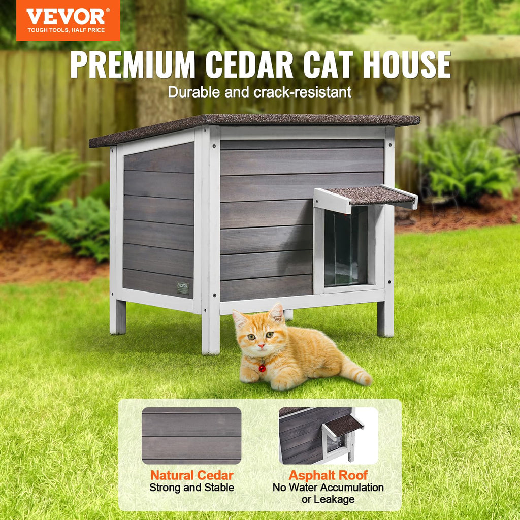 Weatherproof Wooden Outdoor Cat House J742