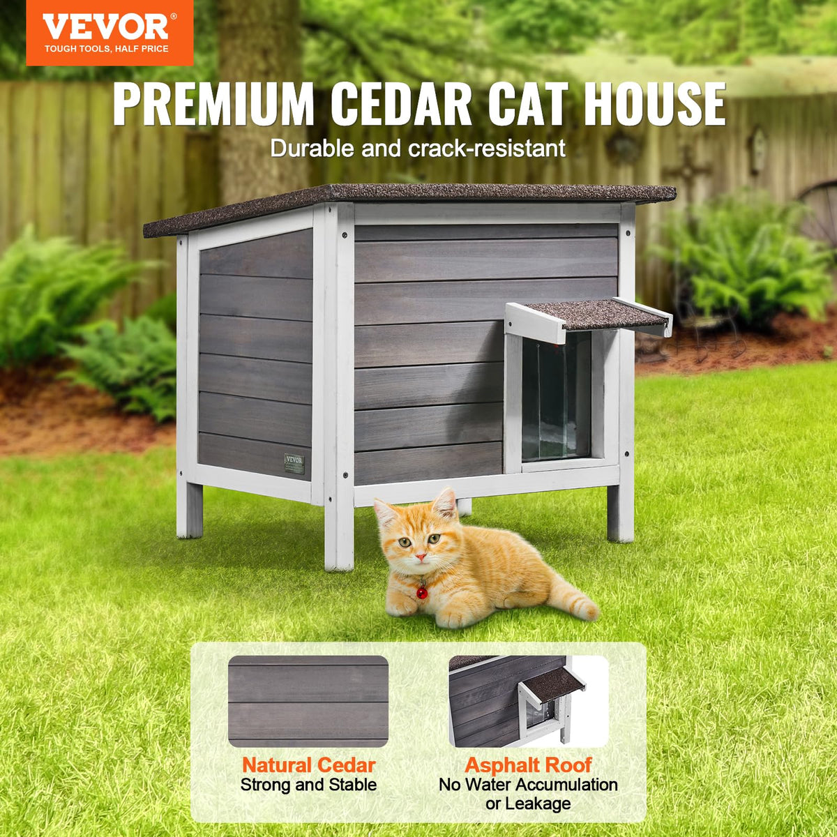 Weatherproof Wooden Outdoor Cat House J742