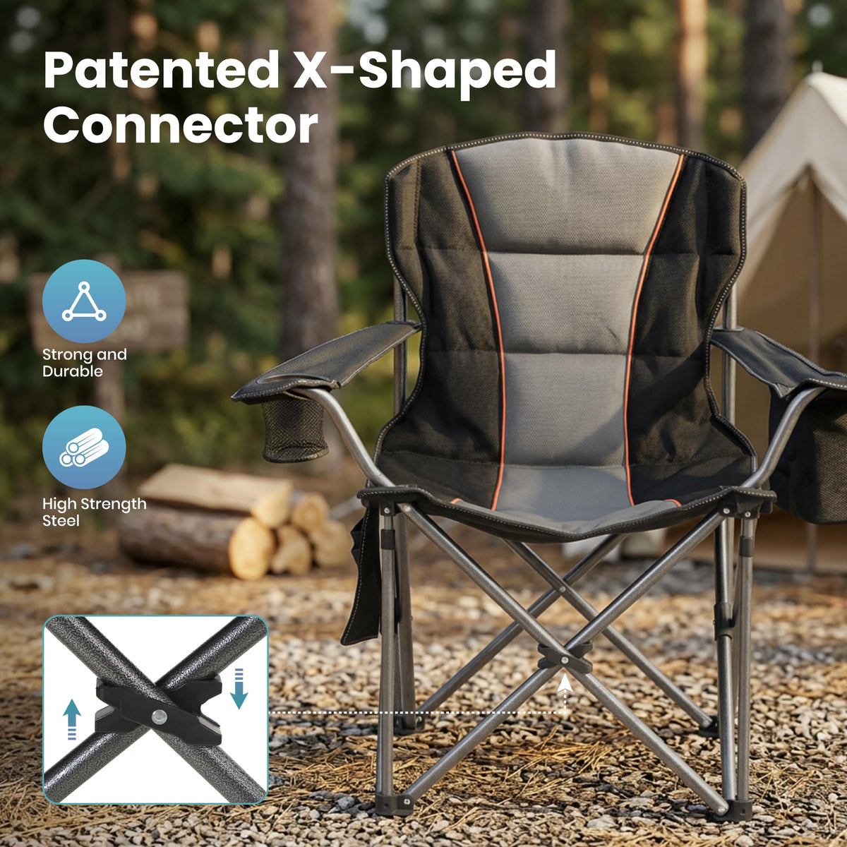 Oversized Folding Camping Chairs 2 Pack Black E685504
