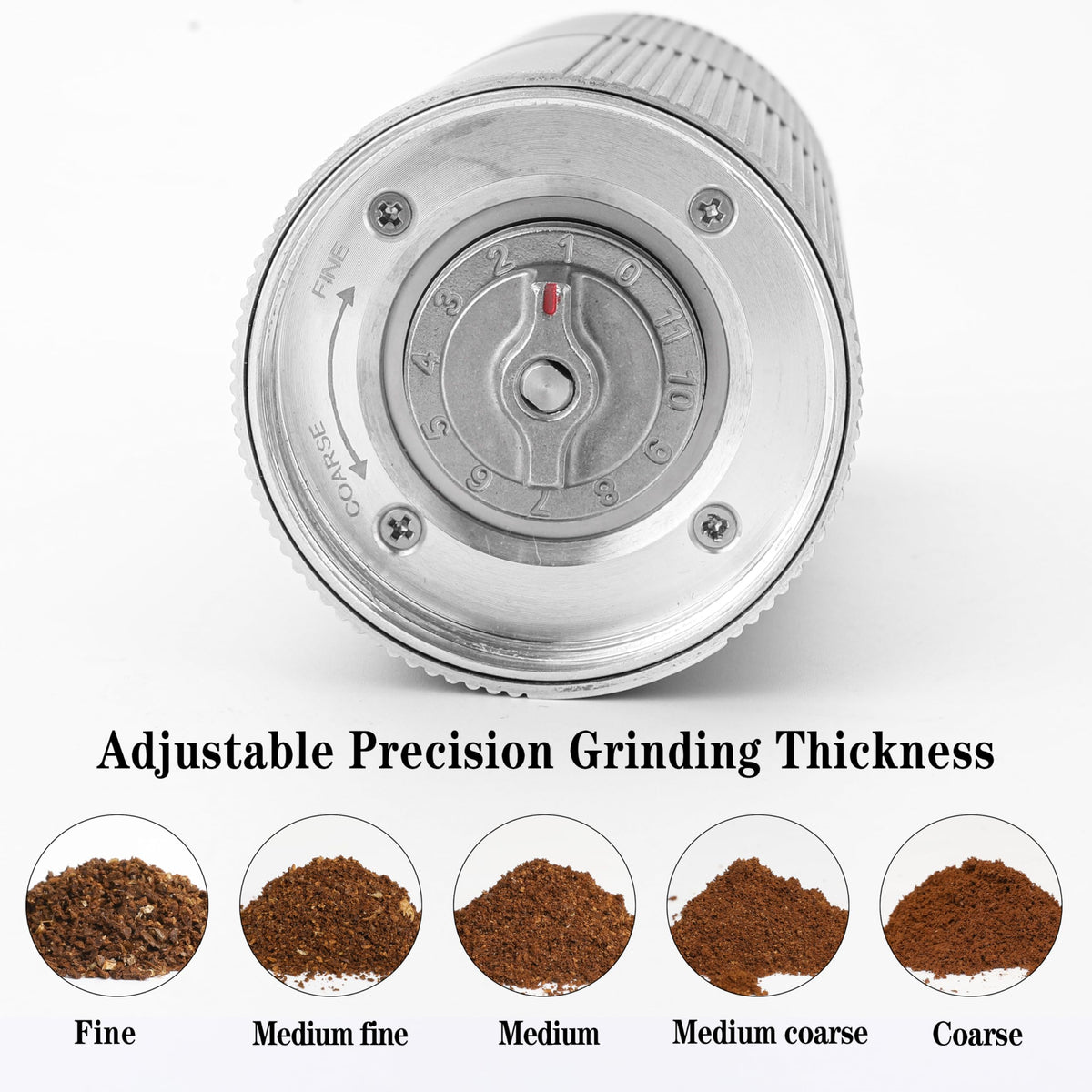 Portable Electric Burr Coffee Grinder, Stainless Steel Burrs, Grey O2342