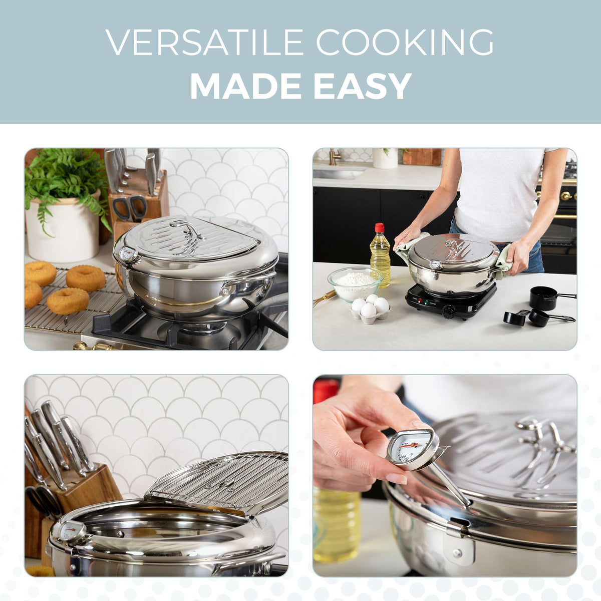 11-Inch Stainless Steel Deep Fryer Pot with Oil Thermometer Q105848