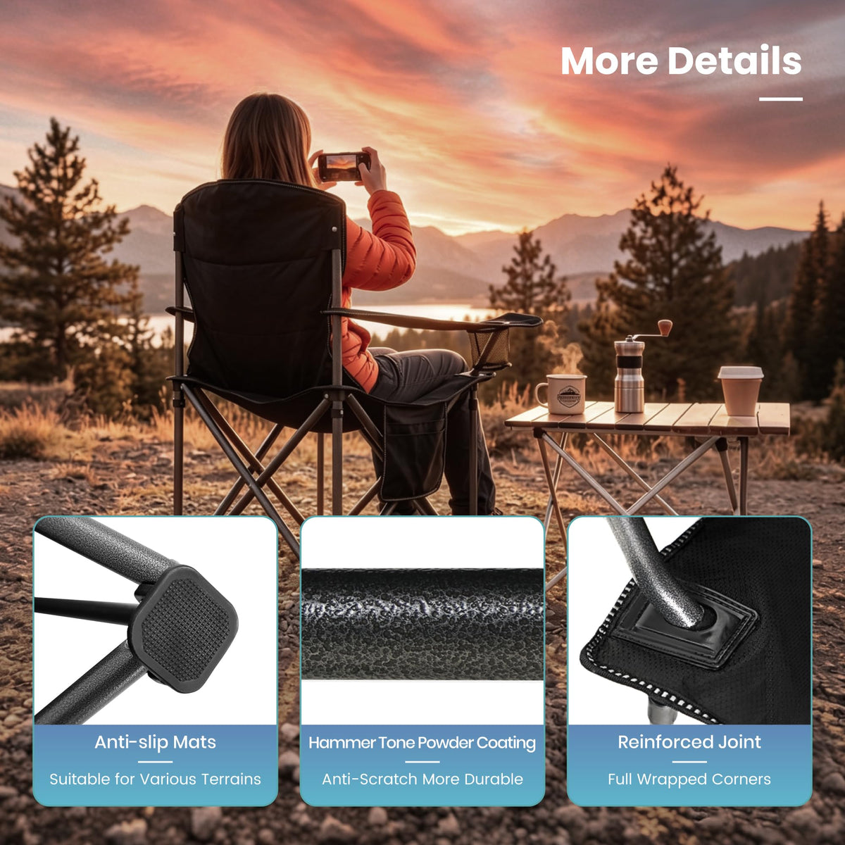 Oversized Folding Camping Chairs 2 Pack Black E685504