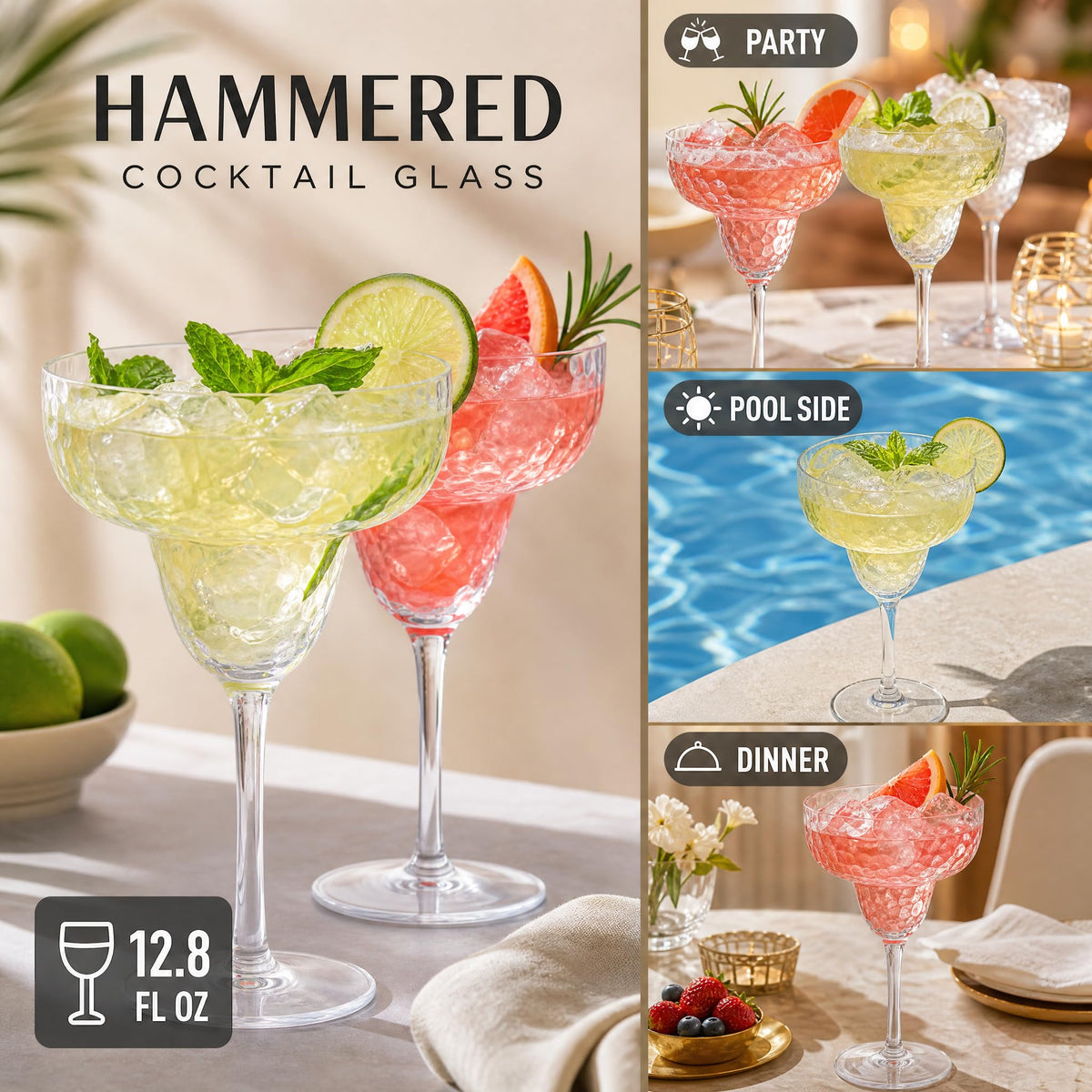 6 Pack 13 OZ Acrylic Stemmed Glasses U429