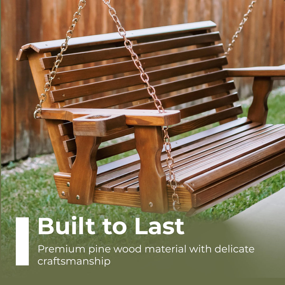 Heavy Duty 700 Lb Capacity Porch Swing with Cup Holders T684