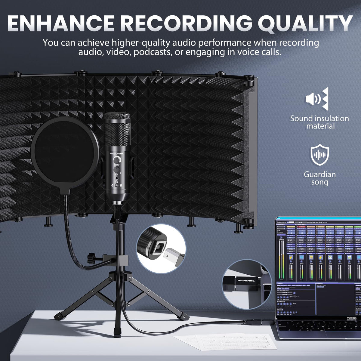 Microphone Isolation Shield with Pop Filter & Tri-Stand Kit Z974491