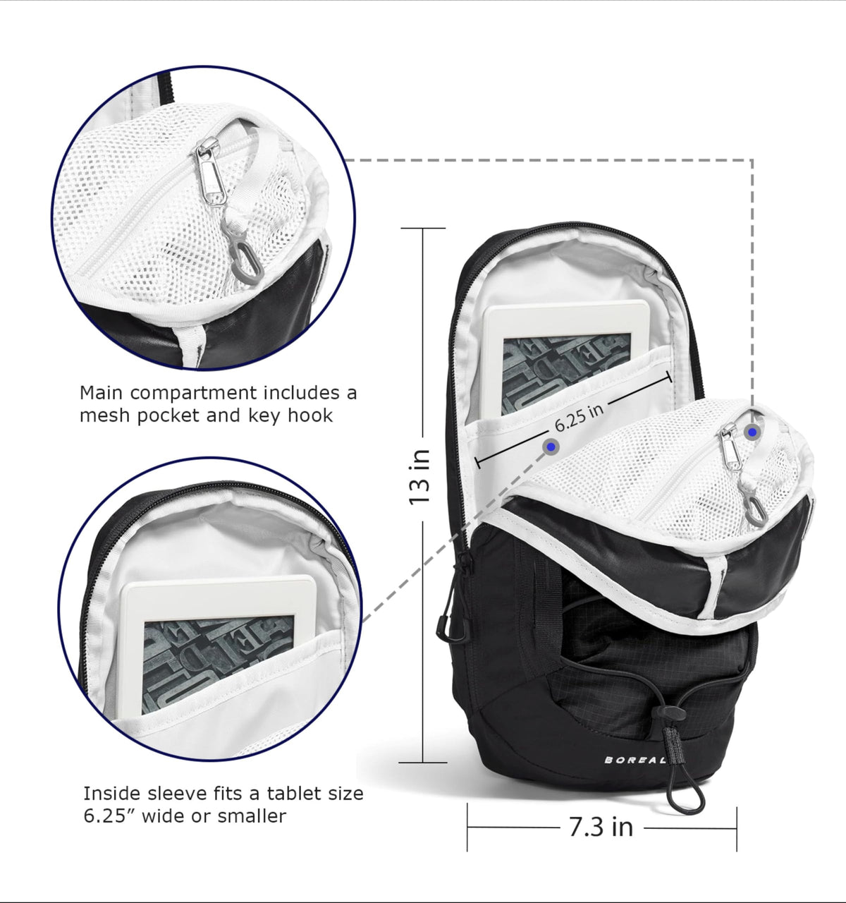 Crossbody Bag with Adjustable Strap, Water Repellent Finish, Multiple Compartments, Tablet Sleeve O3338