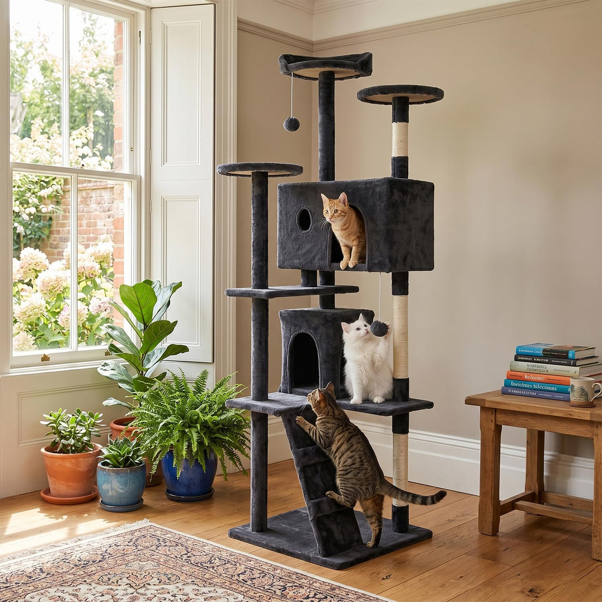 70" Dark Gray Cat Tree Tower W435260