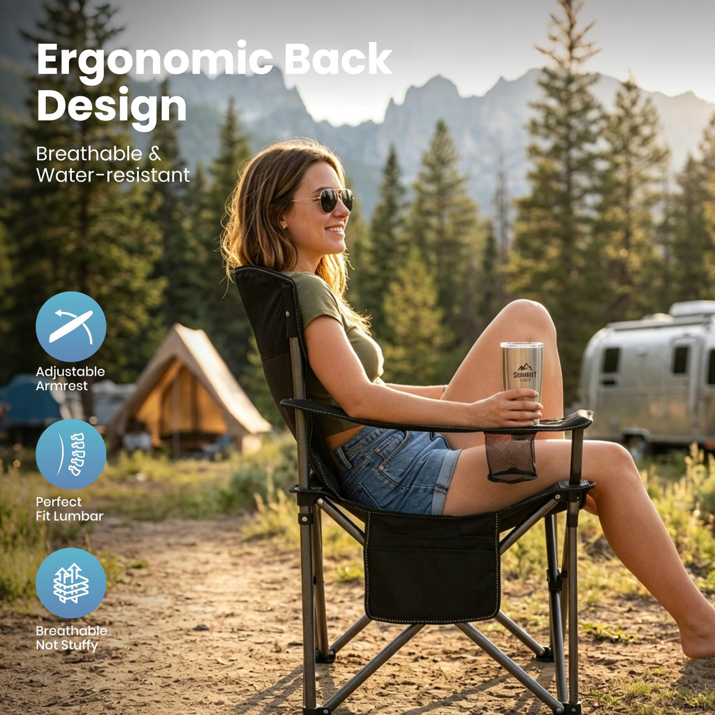 Oversized Folding Camping Chairs 2 Pack Black E685504