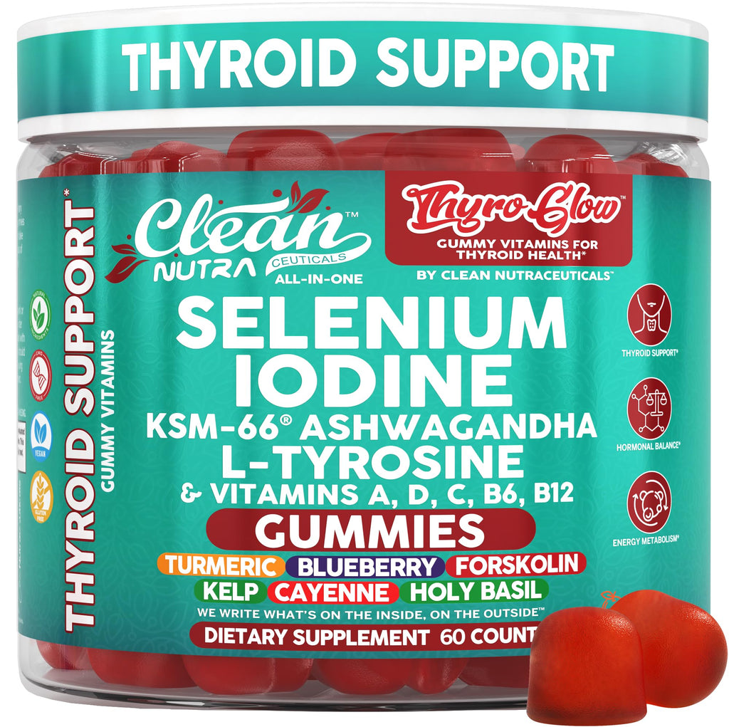 Thyroid Support Gummies Selenium Iodine Ashwagandha Turmeric Blueberry Q390