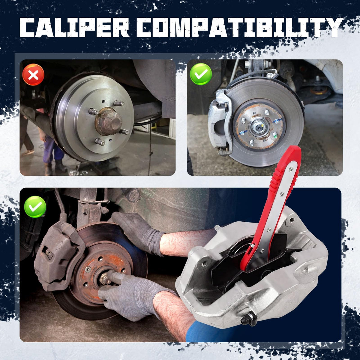 Brake Caliper Compression Tool with 2 Steel Plates V287