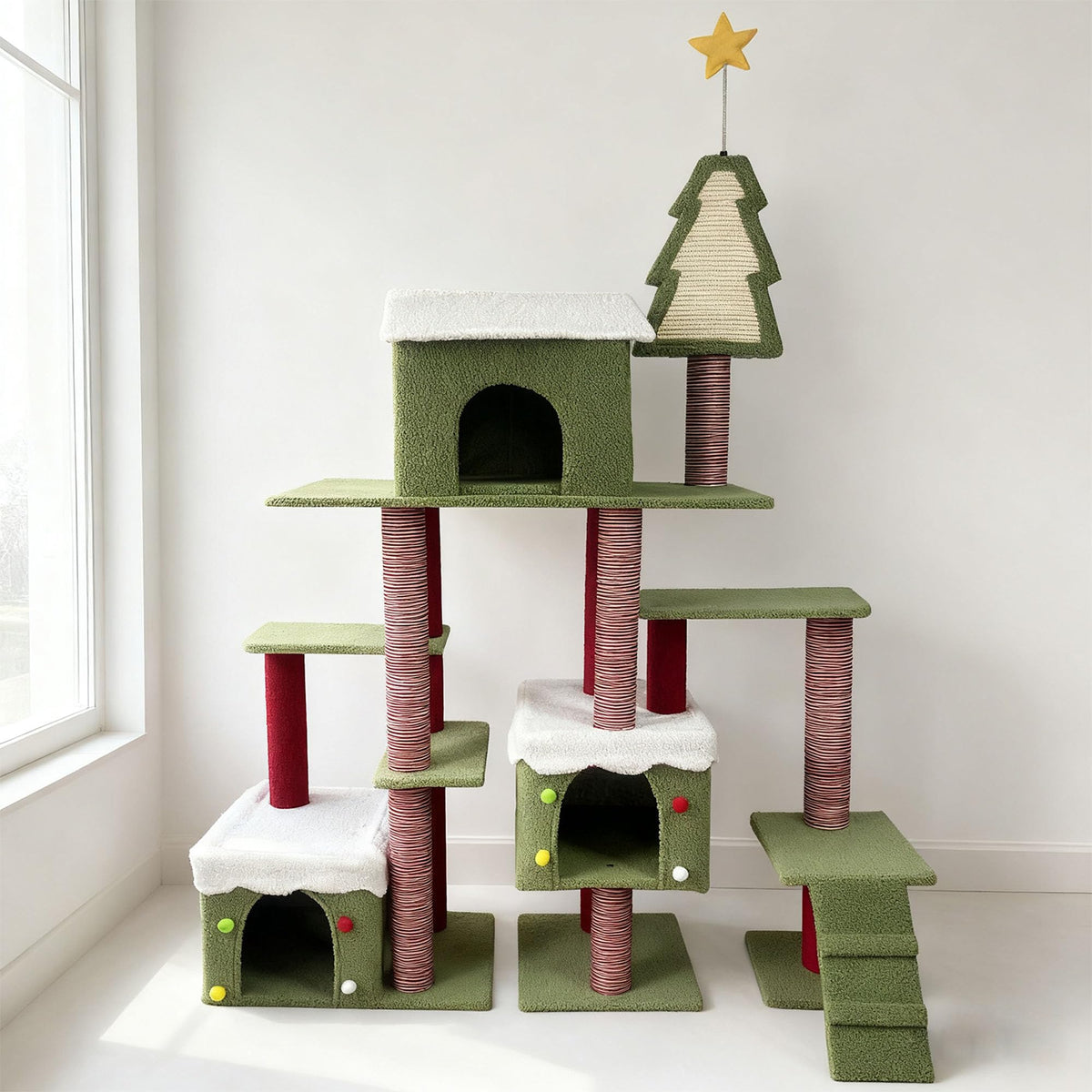 60 Inch Extra Large Cat Tree with 3 Condos and Climbing Ladder F488