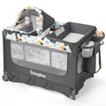 5-in-1 Pack and Play with Bassinet, Changing Table and Mat, Gray E603