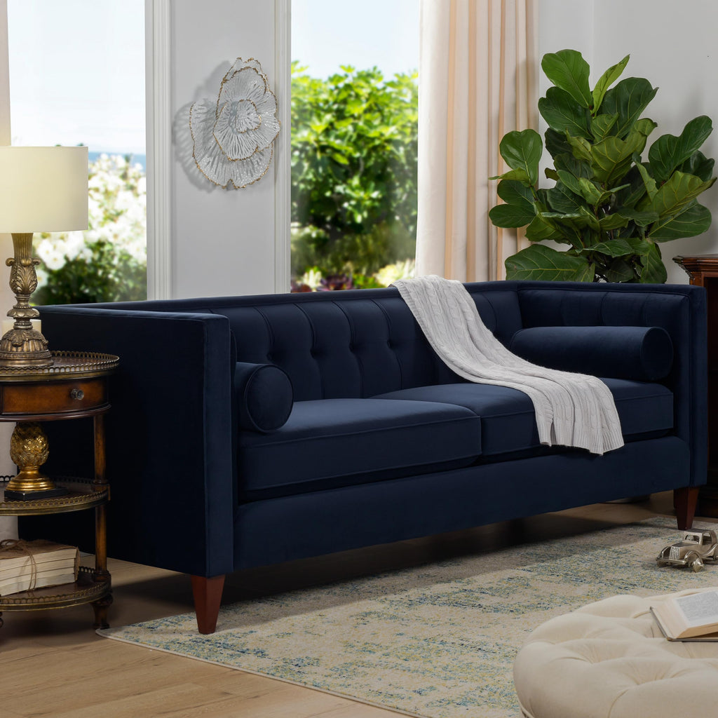 Dark Navy Blue Performance Velvet Tufted Sofa H517044