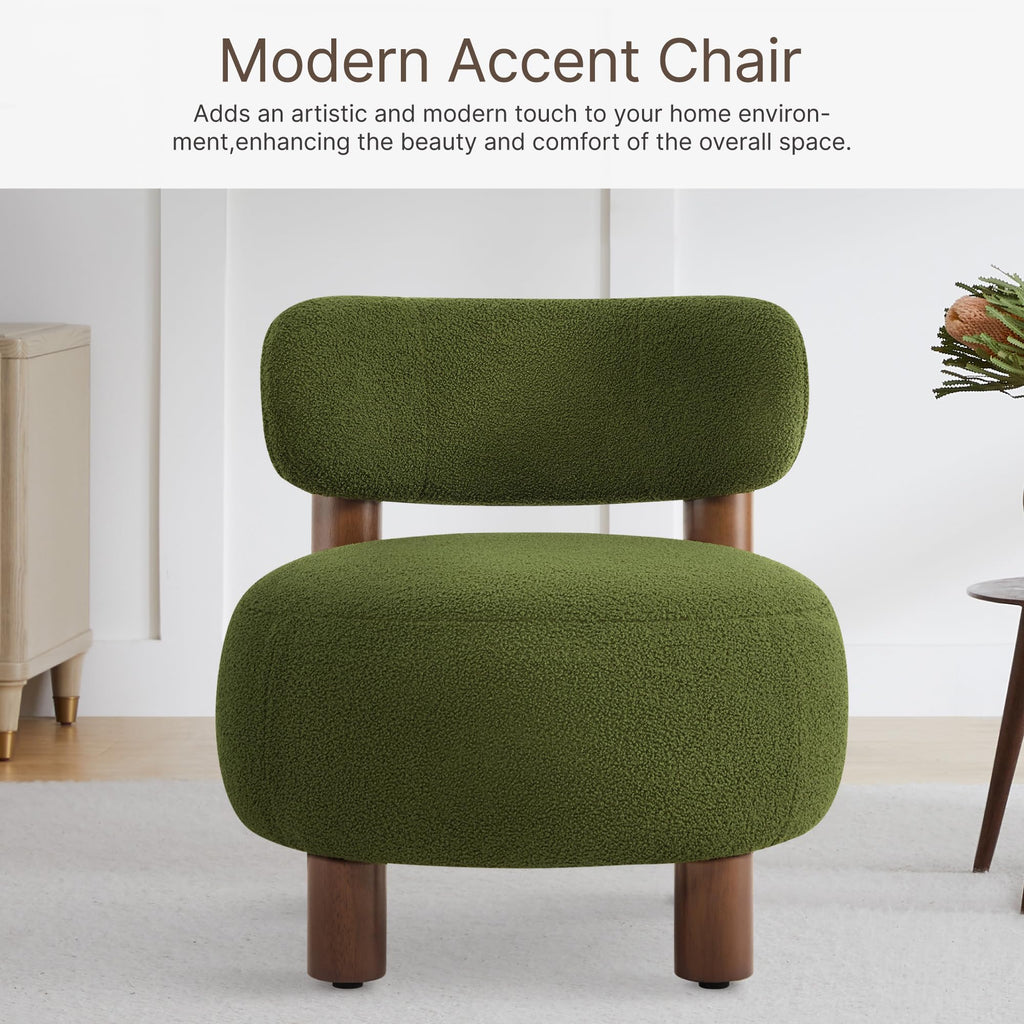 Green Boucle Accent Chair Set of 2 V8112