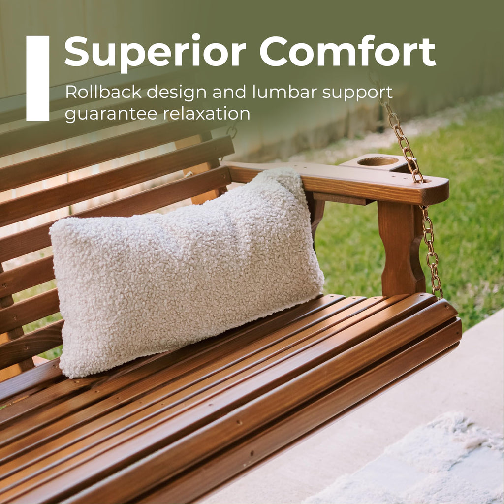 Heavy Duty 700 Lb Capacity Porch Swing with Cup Holders T684