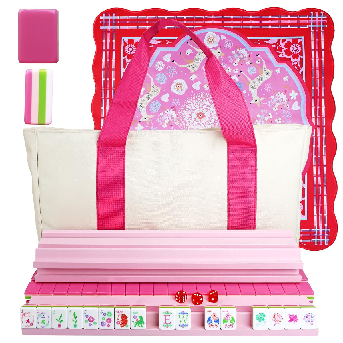 Acrylic 160 Tiles Mahjong Game Set with Carrying Bag N38398