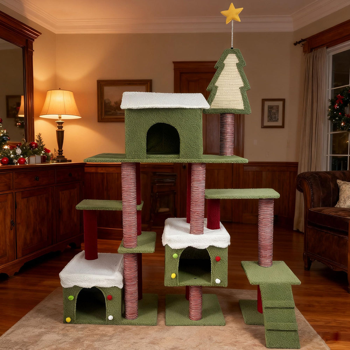 60 Inch Extra Large Cat Tree with 3 Condos and Climbing Ladder F488