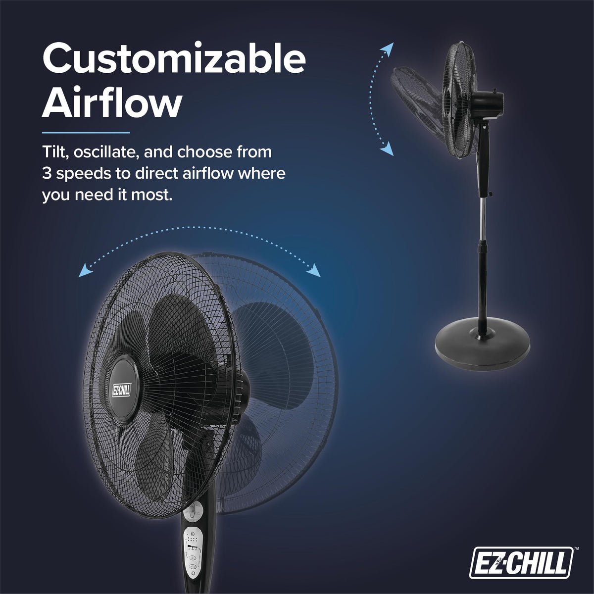 18" Oscillating Pedestal Fan with Remote Control, 3 Speed, Adjustable Height & Tilt Z616182