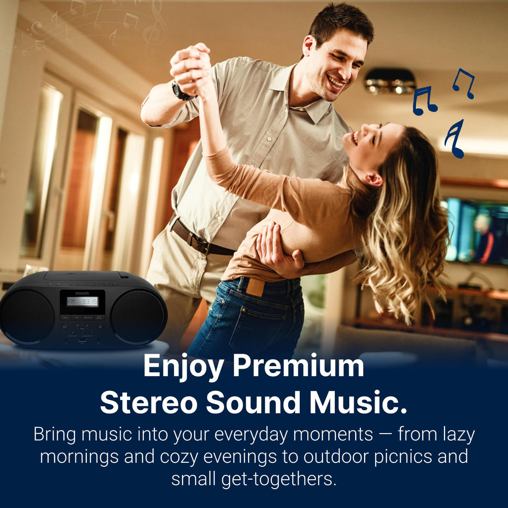 Portable CD Player Boombox with Bluetooth FM Radio USB Aux Input C82156